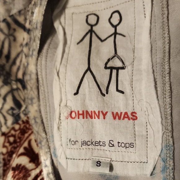 Johnny Was Boho Style Cream and Blue Patterned Blouse - Picture 2 of 10